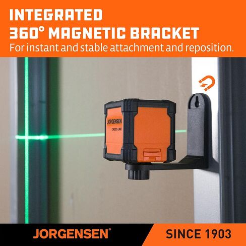 JORGENSEN Laser Level with Tripod, 65 FT Self Leveling Cross Line Laser Leveler Tool with 360° Magnetic Base, Green Laser Level for Picture Hanging, Home Renovation, Indoor Project in Kuwait