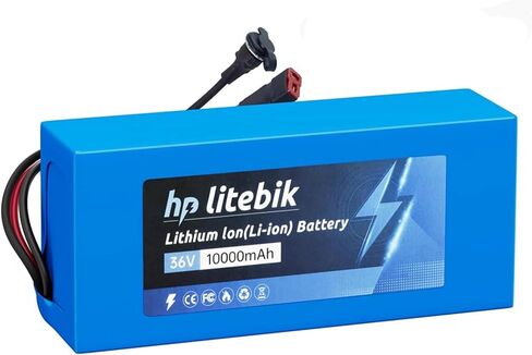 36V 10Ah, Battery Lithium Ebike Scooter with 30A BMS for 0-1000W Motor, Lithium Replacement Battery with XT60 Adaptor, Charger, T Plug in Saudi Arabia