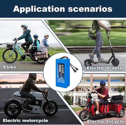 36V 10Ah, Battery Lithium Ebike Scooter with 30A BMS for 0-1000W Motor, Lithium Replacement Battery with XT60 Adaptor, Charger, T Plug in Saudi Arabia