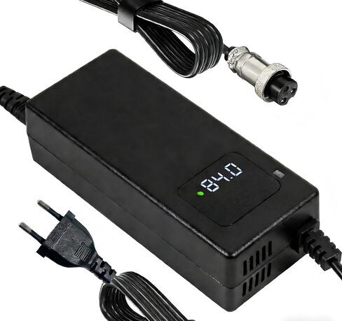 شاحن ذكي لبطارية الليثيوم 84 فولت 2 أمبير، مناسب لبطاريات الليثيوم 16S 72 فولت، مزود بموصل DC GX16-3 - شاحن تيار مستمر محمول وشاحن جهد ثابت مع مؤشر LED in Kuwait