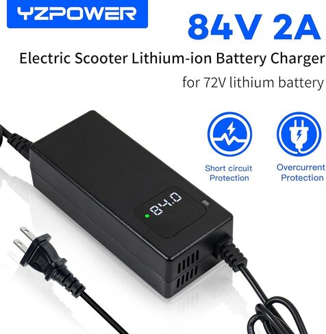 شاحن ذكي لبطارية الليثيوم 84 فولت 2 أمبير، مناسب لبطاريات الليثيوم 16S 72 فولت، مزود بموصل DC GX16-3 - شاحن تيار مستمر محمول وشاحن جهد ثابت مع مؤشر LED in Kuwait