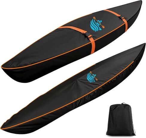 غطاء كاياك، غطاء زورق مقاوم للماء 600D، غلاف كامل عالي التحمل سميك للاستخدام الداخلي والخارجي، لوح مجداف، وقارب كاياك مع أغطية كاياك للتخزين في الهواء الطلق in Kuwait