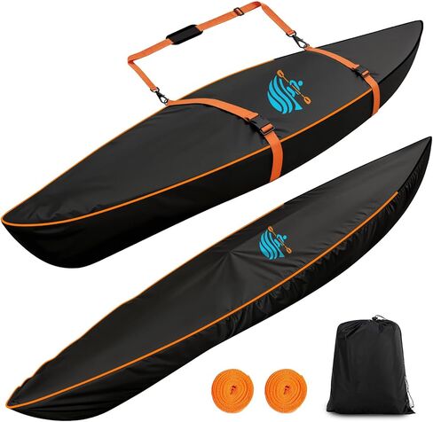 Kayak Cover, 600D Waterproof Canoe Cover, Heavy Duty Full Wrap Thickened for Indoor Outdoor, Paddle Board, and Kayak Boat with Kayak Covers for Outdoor Storage in Kuwait