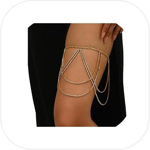 Sexy Rhinestone Tassel Leg Body Chain Jewelry,Crystal Leg Thigh Chain Bikini Multi-layered Festival Rhinestone Thigh Chain Accessory Jewelry for Women in Saudi Arabia