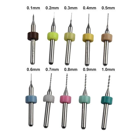 10PCS Carbide PCB Drill Bits Set, 0.1-1.2mm Drill Bit for Circuit Board, CNC, Plastic, Copper & Stainless Steel, 12mm Cutting Length, 3.175mm Shank(0.1-1mm) in Saudi Arabia