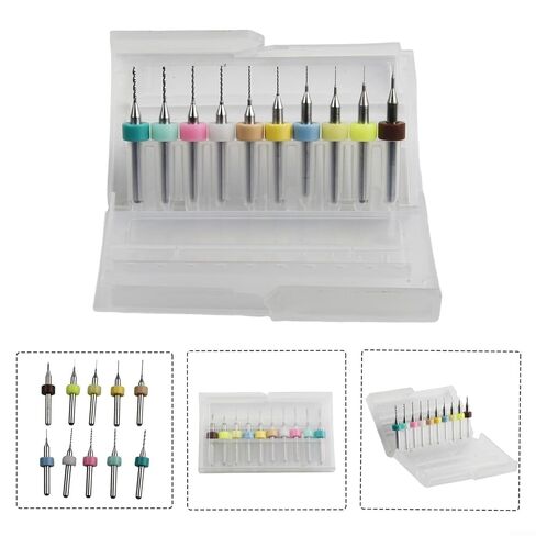 10PCS Carbide PCB Drill Bits Set, 0.1-1.2mm Drill Bit for Circuit Board, CNC, Plastic, Copper & Stainless Steel, 12mm Cutting Length, 3.175mm Shank(0.1-1mm) in Saudi Arabia