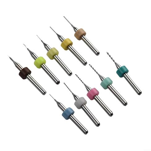 10PCS Carbide PCB Drill Bits Set, 0.1-1.2mm Drill Bit for Circuit Board, CNC, Plastic, Copper & Stainless Steel, 12mm Cutting Length, 3.175mm Shank(0.1-1mm) in Saudi Arabia