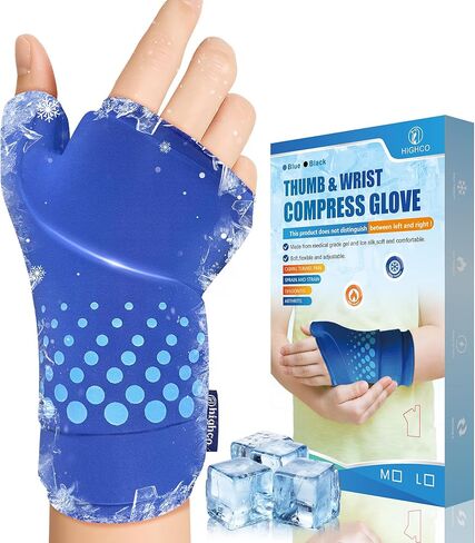غلاف ثلج للمعصم والإبهام - جل ثلج سميك للعلاج البارد والساخن - كيس ثلج لليدين وقفاز ثلج لالتهاب المفاصل وتخفيف النفق الرسغي والتهاب الأوتار والإصابات والتعافي - يناسب الرجال والنساء in Kuwait