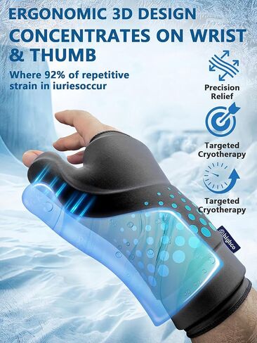 Wrist & Thumb Ice Pack Wrap -Cold & Hot Therapy Thickened Ice Gel- Hand Ice Pack & Ice Glove for Arthritis,Carpal Tunnel Relief, Tendonitis,Injuries & Recovery-Fits Men and Women in Saudi Arabia