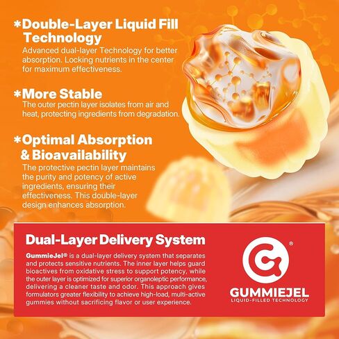 Liposomal Vitamin C 500mg Gummies for Kids 4+ & Adults, with Omega-3, Elderberry, Echinacea, Propolis, Zinc, D3, Chewable Kids Immune Support Gummies, Natural Whole Food Vit C from Fruits, Sugar Free in Kuwait