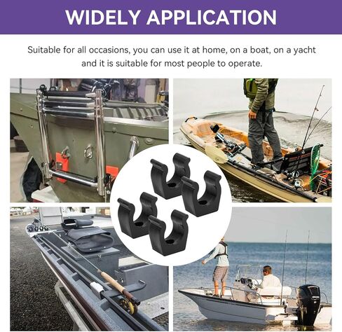 مشابك عمود سلم القارب، دعامة حامل مشبك سلم القارب الأسود مقاس 1 بوصة | مشابك تخزين عمود السلم البحري | أدوات تركيب مشابك حامل الخطاف متعددة الاستخدامات | مثالية للقوارب واليخوت والمركبات الترفيهية والاستخدام البحري، 4 قطع in Kuwait