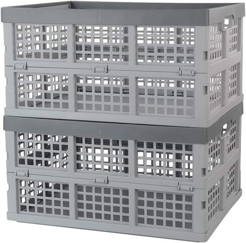 34 Quart Plastic Crates, Collapsible Storage Crates/Stackable Storage Container Basket, 2-Pack in Saudi Arabia
