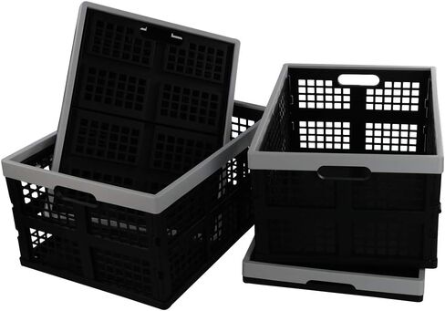 34 Quart Plastic Crates, Collapsible Storage Crates/Stackable Storage Container Basket, 2-Pack in Saudi Arabia