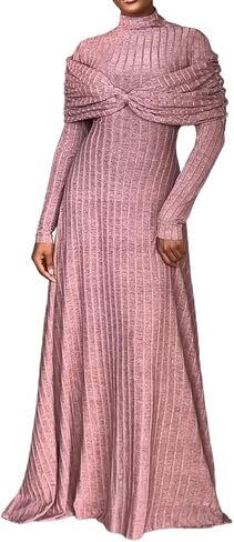 WXN Womens Long Sleeve Knit Church Work Cocktail Party Long Maxi Dresses Brunch Vacation Outfits in Kuwait
