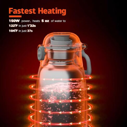 Portable Baby Bottle Warmer for Travel - Ultra-Fast Heating & Charging, 17.5oz Large Capacity, Extended Battery Life On-The-Go for Baby Essentials in Saudi Arabia