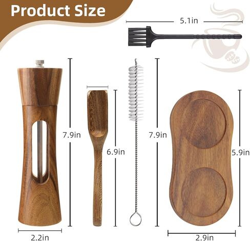 2 Pack Wooden Salt and Pepper Grinder Set — 8 Inch Refillable Salt and Pepper Shakers — Manual Spice Mills with Clear View Window — Ceramic Grinder, Adjustable Coarseness in Saudi Arabia