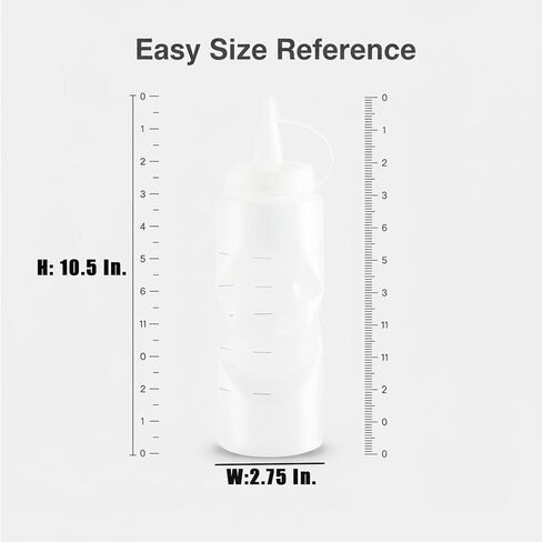 12 Oz Large Wide Month Squeeze Bottles for BBQ Grill Restaurant - Condiment Sauces Chocolate Ketchup Mustard - Plastic Squeeze Bottle for Sauces - 6 Pcs in Saudi Arabia