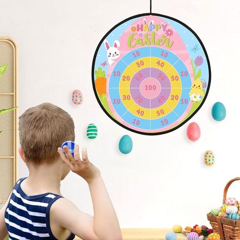 Percozzi St. Patrick Day Dart Board Game for Kids with Sticky Balls Shamrock Egg Themed Party Decorations Indoor Outdoor Double Sided Toss Game 28' for Boys Girls in Kuwait