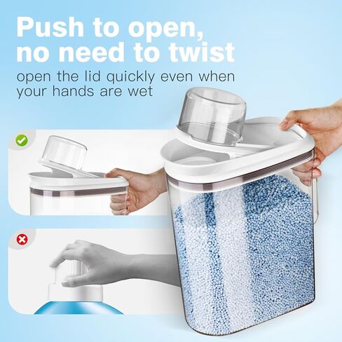 موزع منظفات الغسيل LivLab Mker مع غطاء، حاوية مسحوق لتنظيم غرفة الغسيل وتخزينها، خرز معزز للرائحة مع كوب قياس 3.5 لتر/8 رطل/125 أونصة in Kuwait