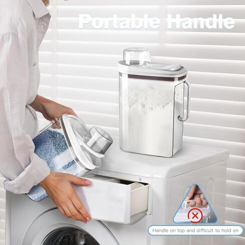 موزع منظفات الغسيل LivLab Mker مع غطاء، حاوية مسحوق لتنظيم غرفة الغسيل وتخزينها، خرز معزز للرائحة مع كوب قياس 3.5 لتر/8 رطل/125 أونصة in Kuwait