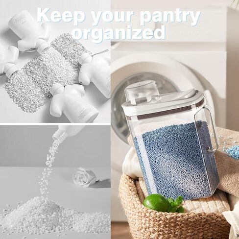 موزع منظفات الغسيل LivLab Mker مع غطاء، حاوية مسحوق لتنظيم غرفة الغسيل وتخزينها، خرز معزز للرائحة مع كوب قياس 3.5 لتر/8 رطل/125 أونصة in Kuwait