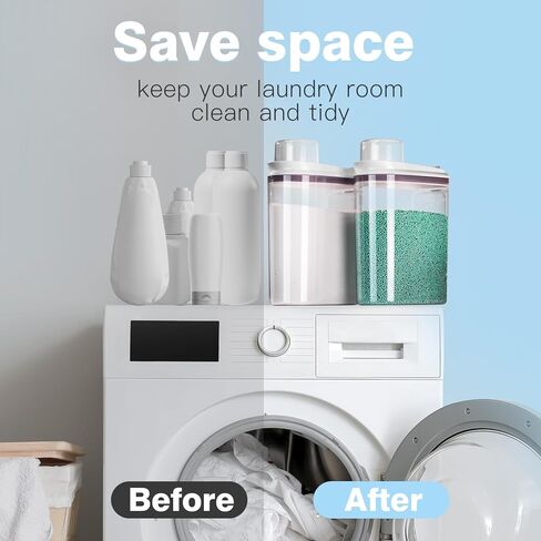 موزع منظفات الغسيل LivLab Mker مع غطاء، حاوية مسحوق لتنظيم غرفة الغسيل وتخزينها، خرز معزز للرائحة مع كوب قياس 3.5 لتر/8 رطل/125 أونصة in Kuwait