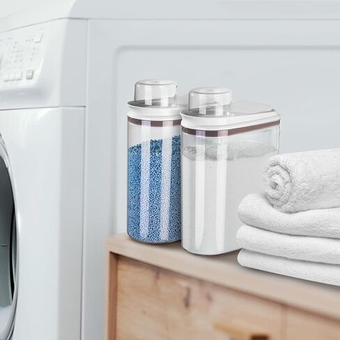 موزع منظفات الغسيل LivLab Mker مع غطاء، حاوية مسحوق لتنظيم غرفة الغسيل وتخزينها، خرز معزز للرائحة مع كوب قياس 3.5 لتر/8 رطل/125 أونصة in Kuwait