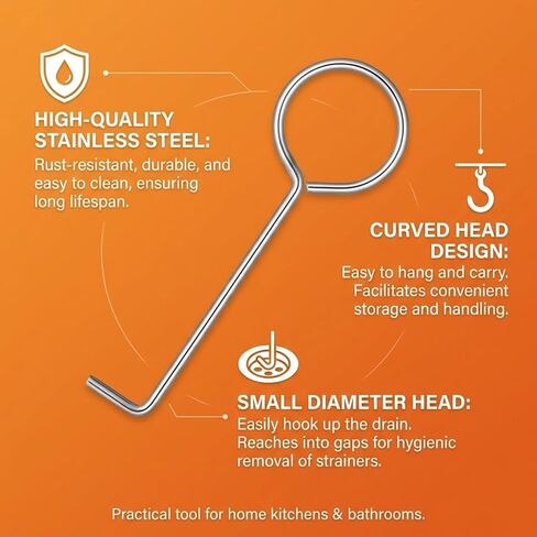 6Pcs Drain Key Lifting Hooks, Stainless Steel Drain Grate Puller, Drains Lifting Cleaner Hook, Drains Grate Puller Lift Out Key for Shower, Kitchen (0.1 in Thick) in Saudi Arabia