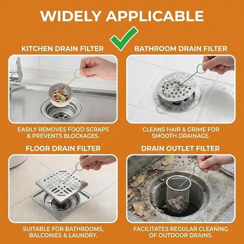 6Pcs Drain Key Lifting Hooks, Stainless Steel Drain Grate Puller, Drains Lifting Cleaner Hook, Drains Grate Puller Lift Out Key for Shower, Kitchen (0.1 in Thick) in Saudi Arabia
