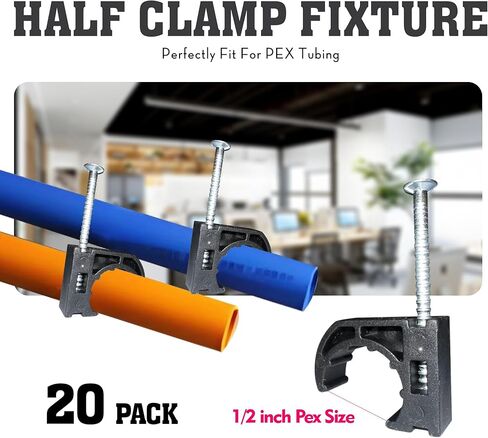 10 Pcs 3/8" - 1/2" Pex 90 Degree Elbow Plastic Tubing Bend Support With 20Pcs Half Clamp Fixture J-Hook,Elbow 90 Degree Pipe Fitting Kit Black,For 1/2 Inch Pex Tubing/Pipe Support in Kuwait