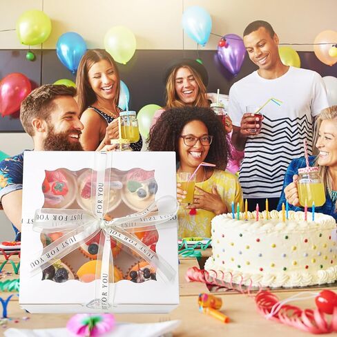 28 عبوة من علب الكيك الصغيرة مقاس 7 × 7 × 5 بوصة، وصناديق الخبز البيضاء مع نافذة، وحاويات كعكة مقاس 7 بوصة مع أغطية لتشيز كيك عيد الفصح وعيد الأم والكعك. (7 * 7 * 5 بوصة / 28 قطعة) in Kuwait