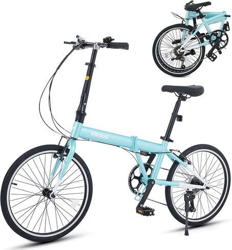 VIRIBUS Folding Bike for Adults, 20 inch Foldable Bike 7 Speed, Lightweight Compact Bicycle, Portable Collapsible Bikes for Adult Men Women City Commuters, 90% Pre-Assembled, Fold Up Bikes in Kuwait