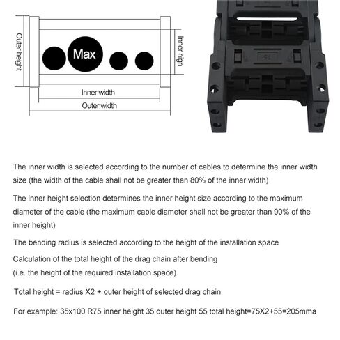 Plastic Drag Chain Bridge Non-Open End Connector Drag Chain Rack for CNC Milling Machine Tool Drive Chain(18x50 mm,Open Cover) in Saudi Arabia