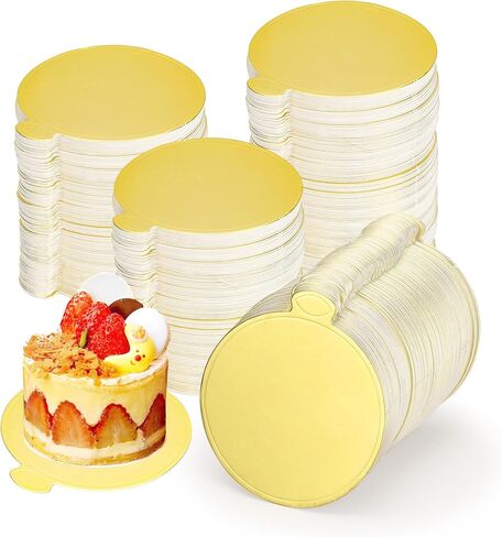 300 Pcs Square Mini Cake Boards, 3.5 x 3.3 Inch Gold Square Cakes Boards, Golden Mousse Cake Board, Mini Cakes Bases for Cupcakes,Slices,Treats, Cheesecake,Dessert in Kuwait