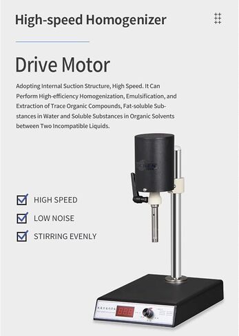 Lab Disperser Emulsifier, High Speed Homogenizer, 300~23000 R/Min, 2 Working Heads, 300Ml Capacity, Manual Lift, for Emulsion, Cell Dispersion in Saudi Arabia