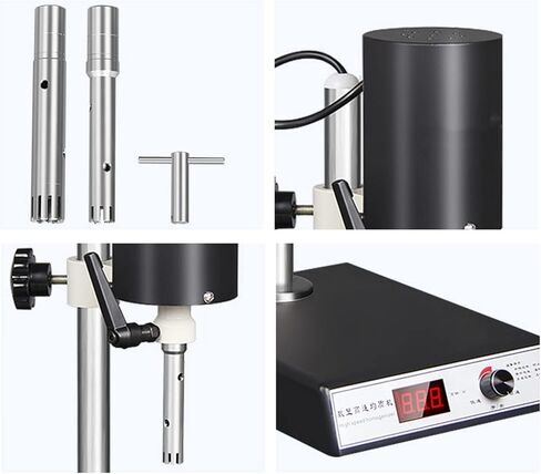 Lab Disperser Emulsifier, High Speed Homogenizer, 300~23000 R/Min, 2 Working Heads, 300Ml Capacity, Manual Lift, for Emulsion, Cell Dispersion in Saudi Arabia