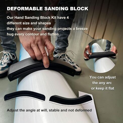 24 قطعة PSA مجموعة قوالب الصنفرة القابلة للتعديل، مجموعة أدوات صنفرة يدوية للجسم مع 20 قطعة من ورق الصنفرة ذاتي اللصق، مرنة لطلاء السيارات وأثاث رمل النجارة in Kuwait