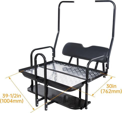 KUAFU Rear Flip Back Seat W/Grab Bar Compatible with Club Car DS (1982-2000.5) Model Golf Cart 1102 LBS Weight Capacity Heavy Duty Steel Frame Flip Folding Rear Back Seat Kit Black in Saudi Arabia