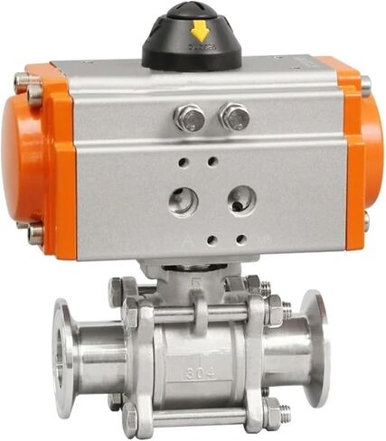 1PCS Three-Piece high Platform Pneumatic Quick-Installation Ball Valve Stainless Steel Q611F-16P Clamping Ball Valve Double-Acting Cylinder(3/4") in Kuwait