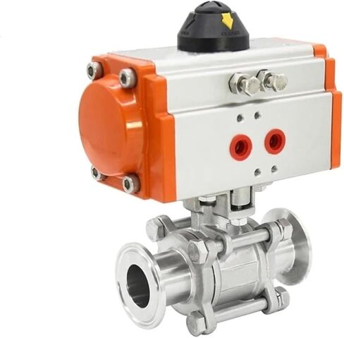 1PCS Three-Piece high Platform Pneumatic Quick-Installation Ball Valve Stainless Steel Q611F-16P Clamping Ball Valve Double-Acting Cylinder(3/4") in Kuwait