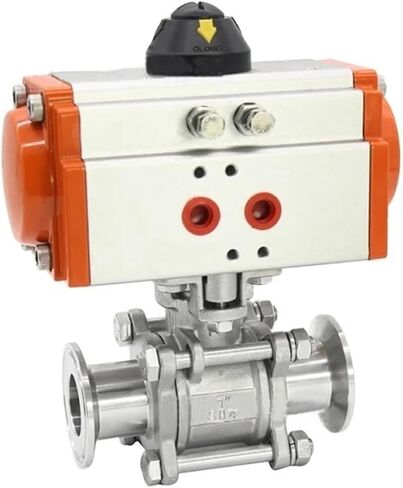 1PCS Three-Piece high Platform Pneumatic Quick-Installation Ball Valve Stainless Steel Q611F-16P Clamping Ball Valve Double-Acting Cylinder(3/4") in Kuwait