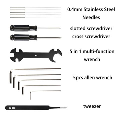 مجموعة أدوات الطابعة ثلاثية الأبعاد لـ Flashforge AD5X، ملحقات الطباعة ثلاثية الأبعاد تتضمن جوربًا من السيليكون، وفرشاة فوهة، وأنبوب PTFE، وكزة السداد، ومفتاح ألين، وكماشة القص، ومفتاح ربط متعدد الوظائف، وأداة الصيانة العامة in Kuwait