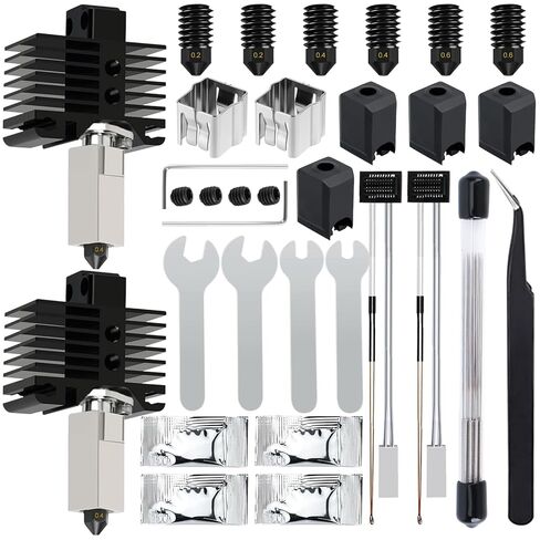 طقم مكون من قطعتين من Hotend لمختبر Bambu Lab P1P/P1S، استبدال الطرف الساخن للطابعة ثلاثية الأبعاد مع فوهة فولاذية صلبة 0.2/0.4/0.6 مم، كتلة تسخين عالية السرعة ودرجة الحرارة لطارد Bambu Lab P1P/P1S in Kuwait