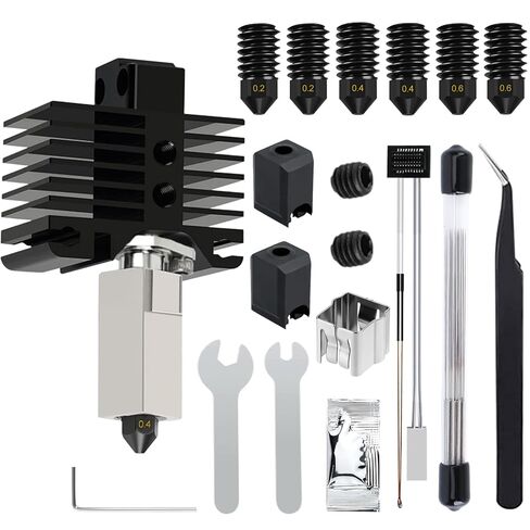 طقم مكون من قطعتين من Hotend لمختبر Bambu Lab P1P/P1S، استبدال الطرف الساخن للطابعة ثلاثية الأبعاد مع فوهة فولاذية صلبة 0.2/0.4/0.6 مم، كتلة تسخين عالية السرعة ودرجة الحرارة لطارد Bambu Lab P1P/P1S in Saudi Arabia