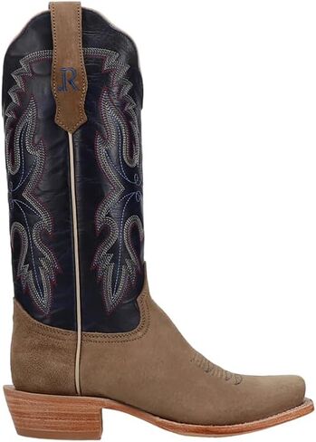 Womens Boar Café Narrow Embroidered Square Toe Casual Boots Mid Calf Low Heel 1-2" - Blue, Brown - Size 8.5 B in Kuwait