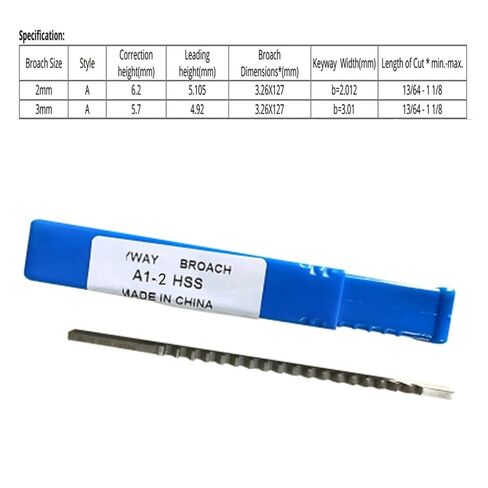 2mm A Push-Type Keyway Broach Metric Size HSS High Speed Steel for CNC Cutting Machine Tool Metal Cutter for Metalworking, Lathe in Saudi Arabia