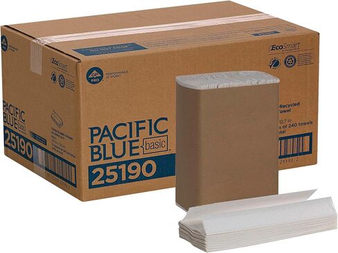 Pacific Blue Basic C-Fold Recycled Paper Towels (Previously Branded Envision) by GP PRO (Georgia-Pacific), White, 25190, 240 Towels Per Pack, 10 Packs Per Case (2400 Total), 10.10" x 13.20 in Saudi Arabia