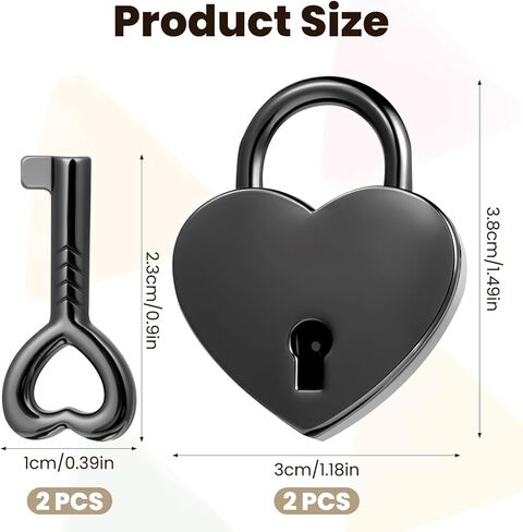 2 Pack Small Lock Heart with Key Mini Heart Shaped Padlock Metal Small Diary Lock, Mini Jewelry Padlock Notebook Locks for Diaries Necklace, Book Padlocks, Storage Box, Jewelry Box in Saudi Arabia