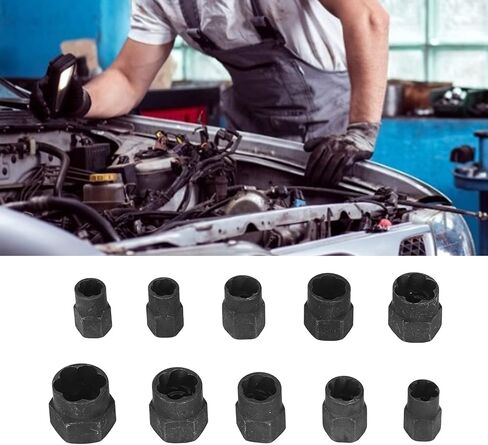FLEXMAN 10Pcs Nut Remover Set, Stripped Lug Bolt Broken Screw Extractor Hex Socket Tool with Storage Box, Bolt Extractor Socket Set for Damaged, Frozen, Studs, Rusted in Saudi Arabia