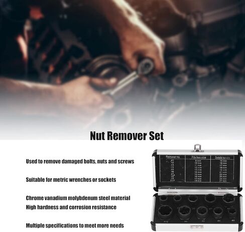 FLEXMAN 10Pcs Nut Remover Set, Stripped Lug Bolt Broken Screw Extractor Hex Socket Tool with Storage Box, Bolt Extractor Socket Set for Damaged, Frozen, Studs, Rusted in Saudi Arabia